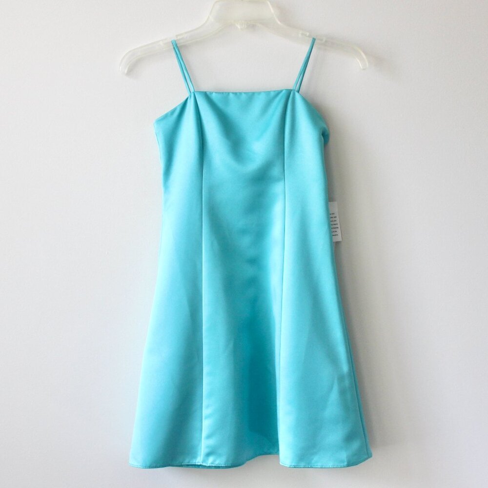 NWT David's Bridal Aqua Turquoise Blue Sleeveless Formal Party Dress 6
